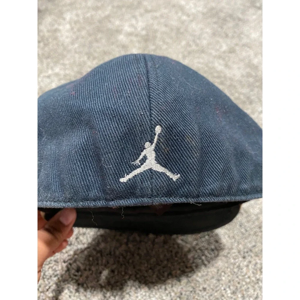 Jordan Fitted Hat Mens 7 1/8 Navy Good Jumpman Logo Flat Brim Baseball Cap